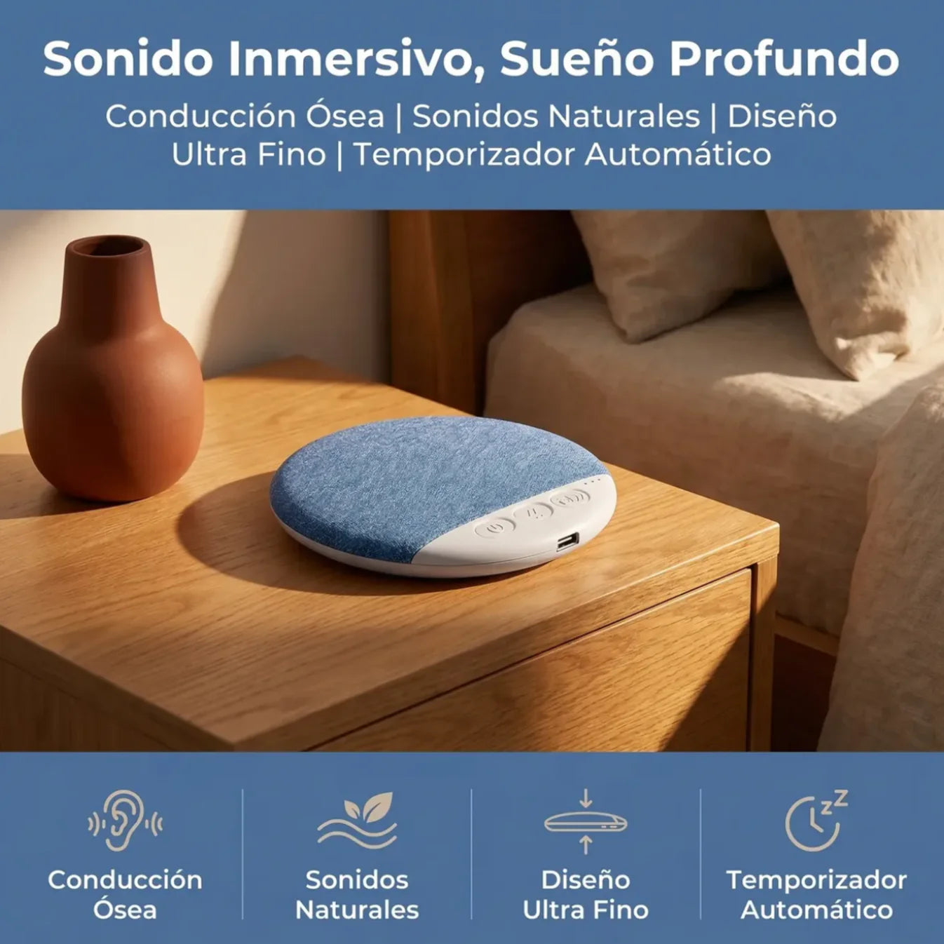 Bocina Almohada | Duerme con música sin despertar a nadie
